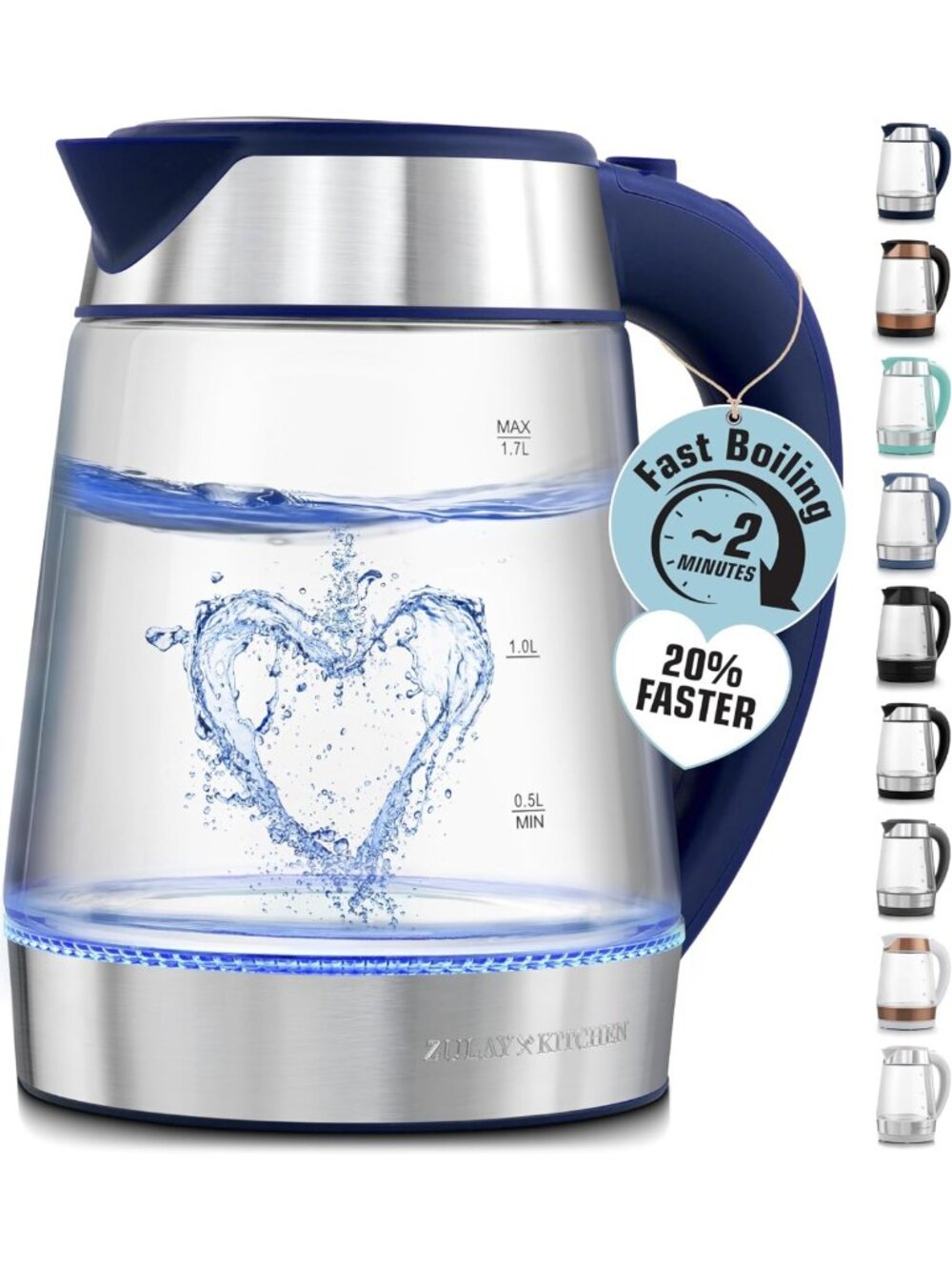 Fast Boiling Electric Water Kettle 1.7L, 1500W, Auto Shut-Off, Cool-Touch Handle